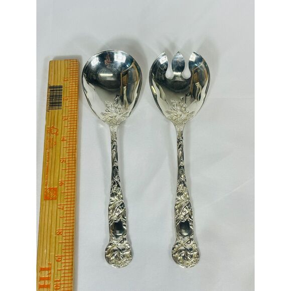 Vintage W.A. Italy Silver Plated Serving Spoons Bridal Rose - Picture 4 of 4